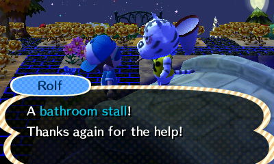 Rolf: A bathroom stall! Thanks again for the help!