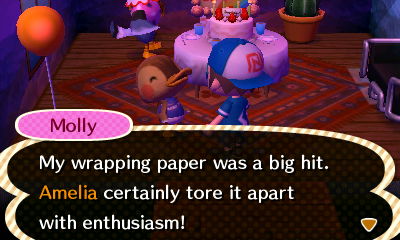 Molly: My wrapping paper was a big hit. Amelia certainly tore it apart with enthusiasm!