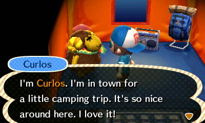Curlos: I'm Curlos. I'm in town for a little camping trip. It's so nice around here. I love it!