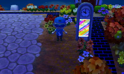 The modern clock all lit up.