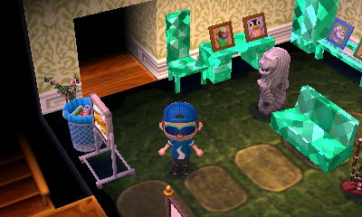 A classic wall and mossy carpet.