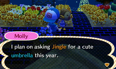 Molly: I plan on asking Jingle for a cute umbrella this year.