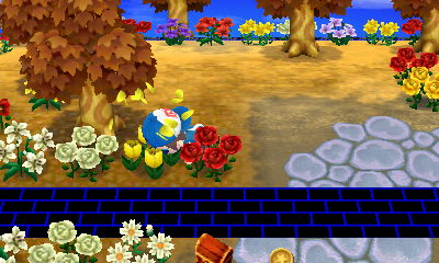 Falling face-first into some flowers.