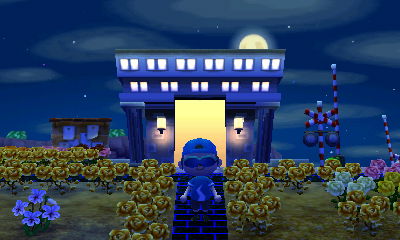 The moon over the train station.