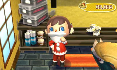 Getting dressed up as Santa.