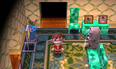 A chic wall and classic carpet.