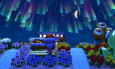 Northern lights over town hall.