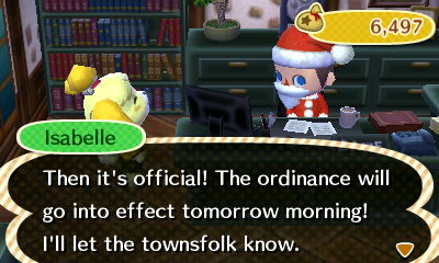 Isabelle: Then it's official! The ordinance will go into effect tomorrow morning!