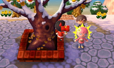 Jeff in a tree, hammering Madisyn.