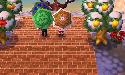 Spinning our umbrellas.