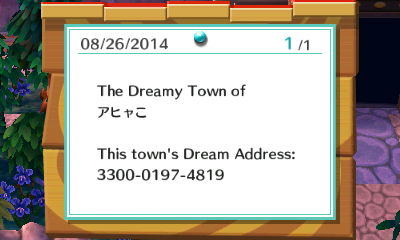 This town's Dream Address: 3300-0197-4819.