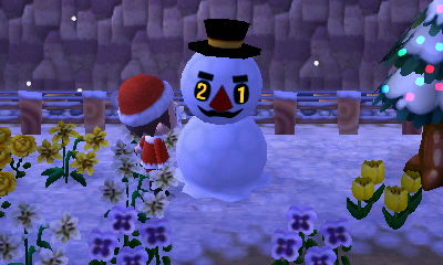 My bingo snowman rolls a number 21.