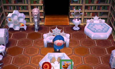 A red tile and library wall.