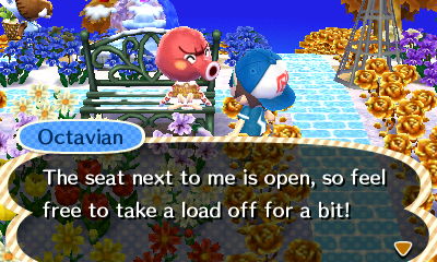 Octavian: The seat next to me is open, so feel free to take a load off for a bit!