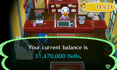 Your current balance is 31,470,000 bells.