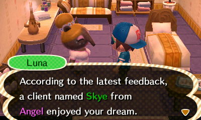 Luna: According to the latest feedback, a client named Skye from Angel enjoyed your dream.
