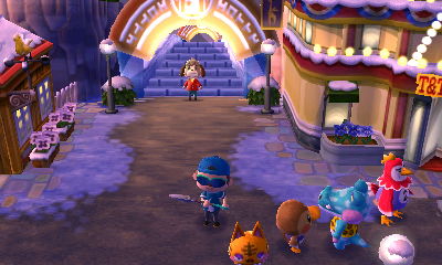 Animals lined up diagonally on Main Street.