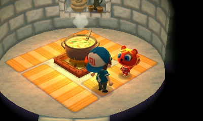 Wide-eyed Caroline in an igloo.