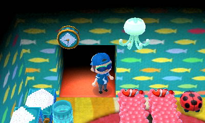 A jellyfish lamp on the wall.