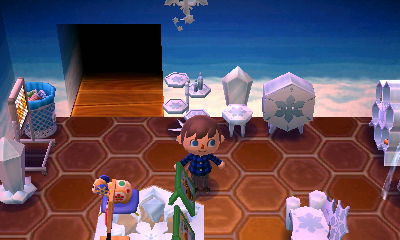 A sky wall and red tile.