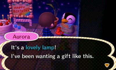 Aurora: It's a lovely lamp! I've been wanting a gift like this.