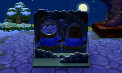 Making an angry face in the Resetti faceboard for Groundhog Day.