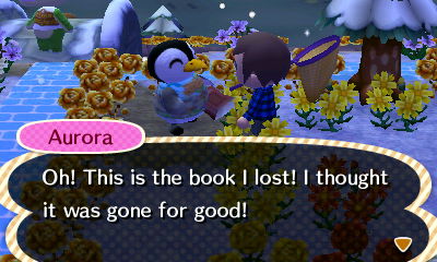 Aurora: Oh! This is the book I lost! I thought it was gone for good!