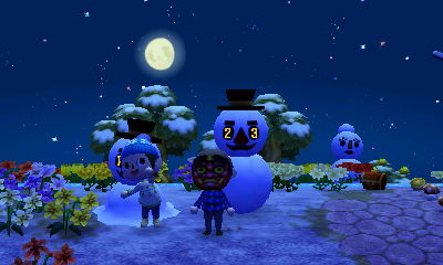 Meli celebrates a snowman bingo.