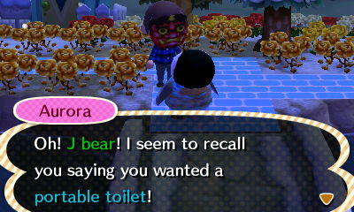 Aurora: Oh! I seem to recall you saying you wanted a portable toilet!