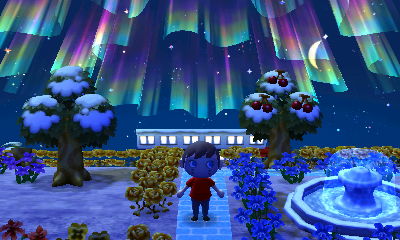 The northern lights over my fountain.