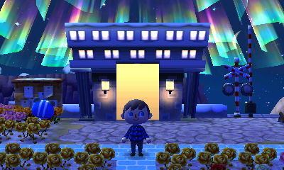 The northern lights above my modern train station.