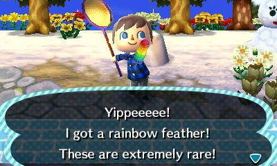 Yippeeeee! I got a rainbow feather! These are extremely rare!