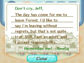 Amelia's goodbye letter.