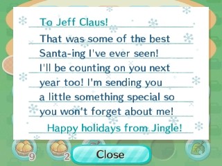 To Jeff Claus! That was some of the best Santa-ing I've ever seen! I'm sending you a little something special. -Jingle