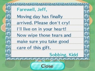 Kidd's goodbye letter.