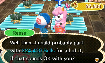Reese: Well then...I could probably part with 224,400 bells for all of it, if that sounds OK with you?