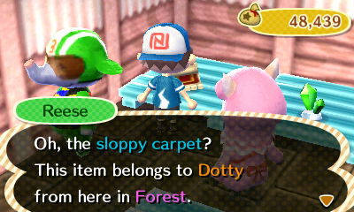 Reese: Oh, the sloppy carpet? This item belongs to Dotty, from here in Forest.