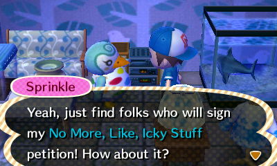 Sprinkle: Yeah, just find folks who will sign my No More, Like, Icky Stuff petition! How about it?