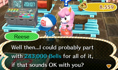 Reese: Well then...I could probably part with 243,000 bells for all of it, if that sounds OK with you?