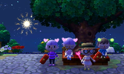 Sitting at the town tree.