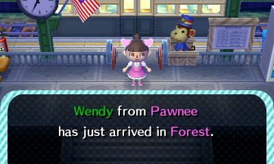 Wendy from Pawnee has just arrived in Forest.