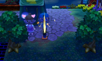 Walking through a fountain firework.