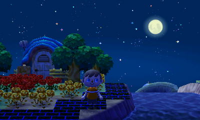 The clear sky and the moon.