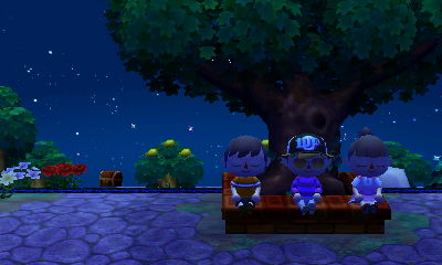 Sitting at the town tree.