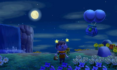 A silver slingshot flies through the night sky.