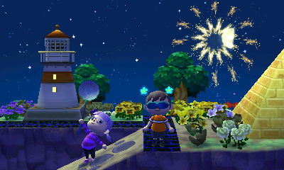 Watching the fireworks.