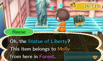 Reese: Oh, the Statue of Liberty? This item belongs to Molly from here in Forest.