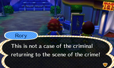 Rory: This is not a case of the criminal returning to the scene of the crime!