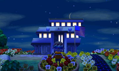 Standing on the flower clock.