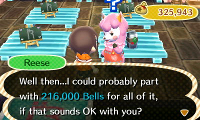 Reese: Well then...I could probably part with 216,000 bells for all of it, if that sounds OK with you?